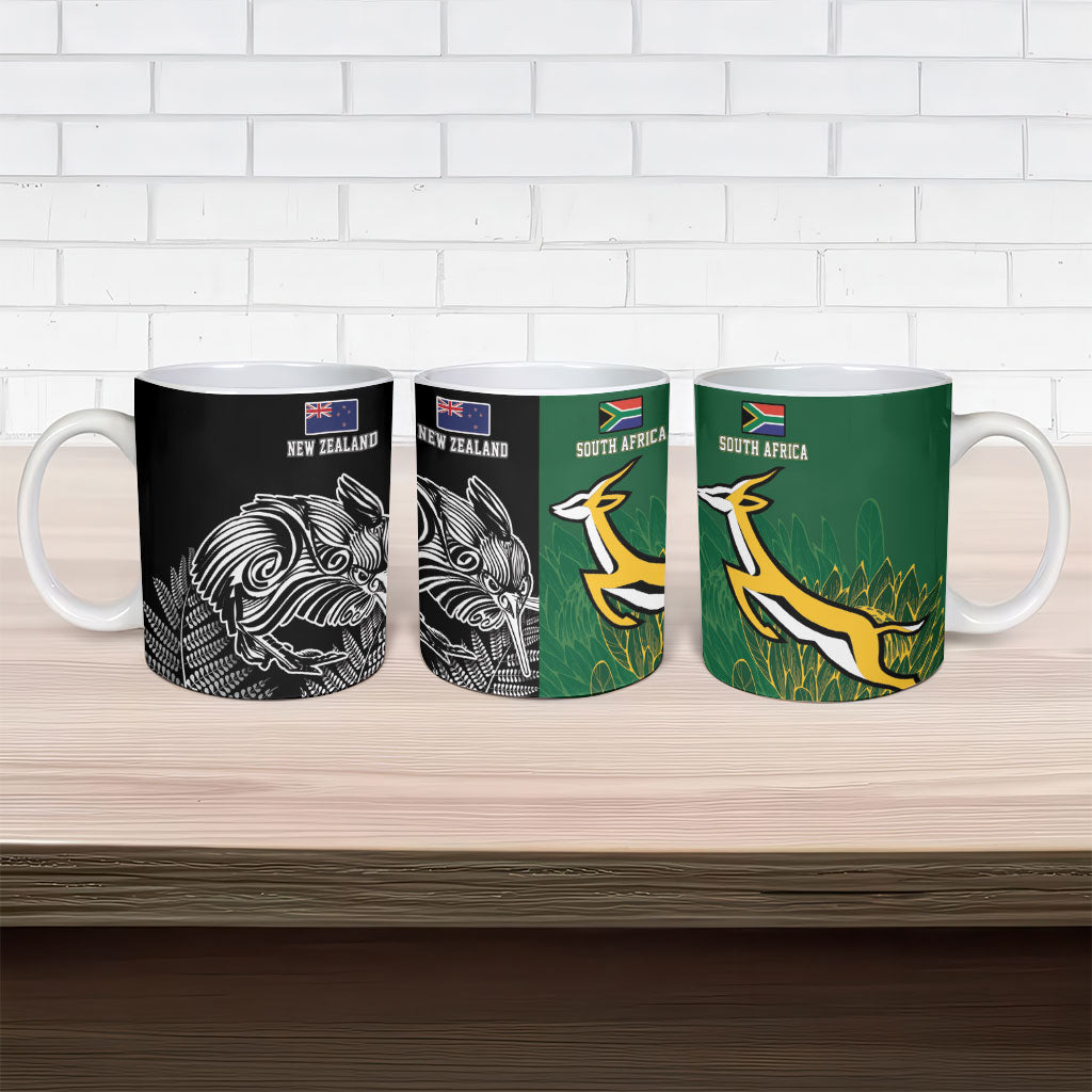 New Zealand - South Africa Greatest Rivals Rugby Ceramic Mug Kiwi Vs Bokke
