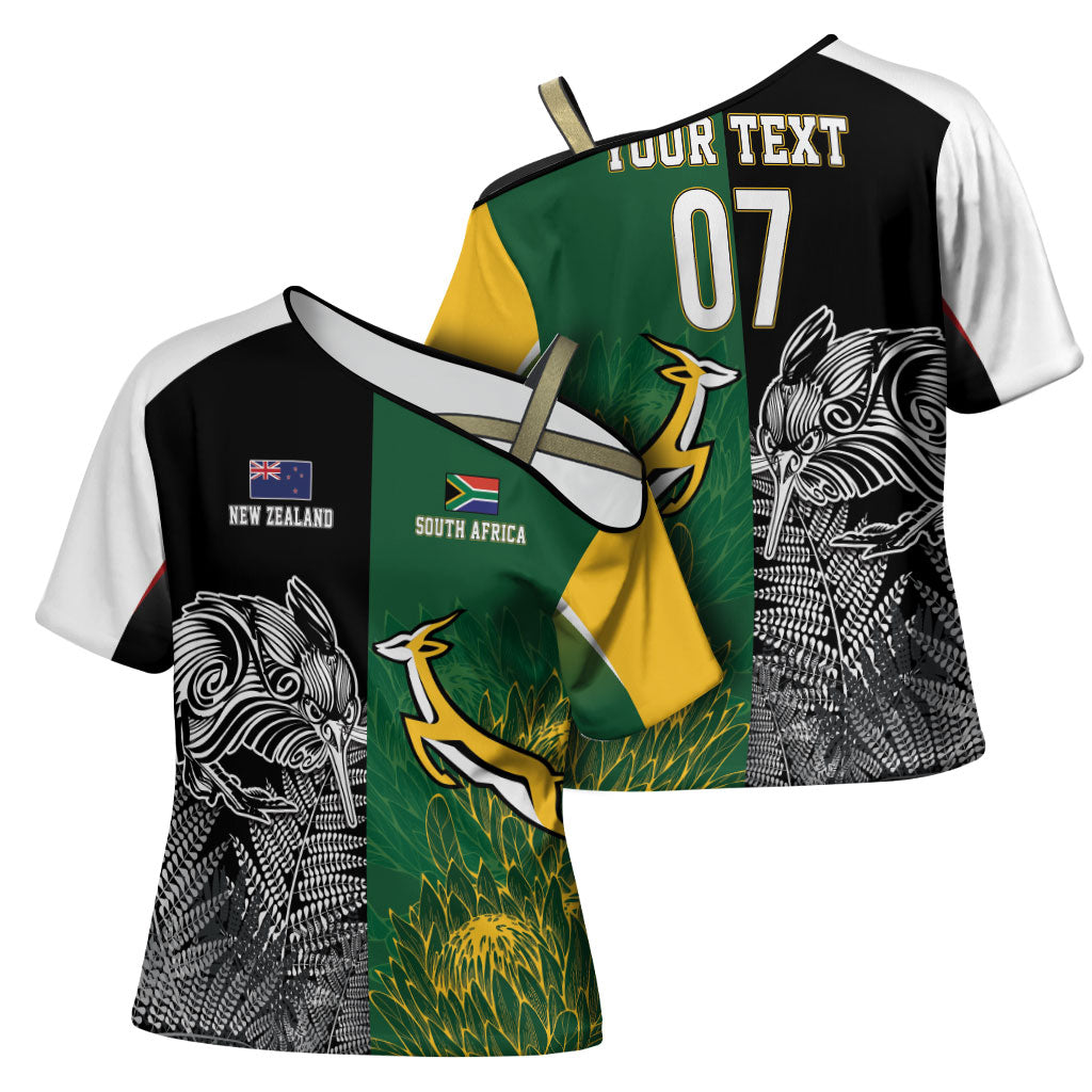 New Zealand - South Africa Greatest Rivals Rugby Custom Cross Shoulder Shirt Kiwi Vs Bokke
