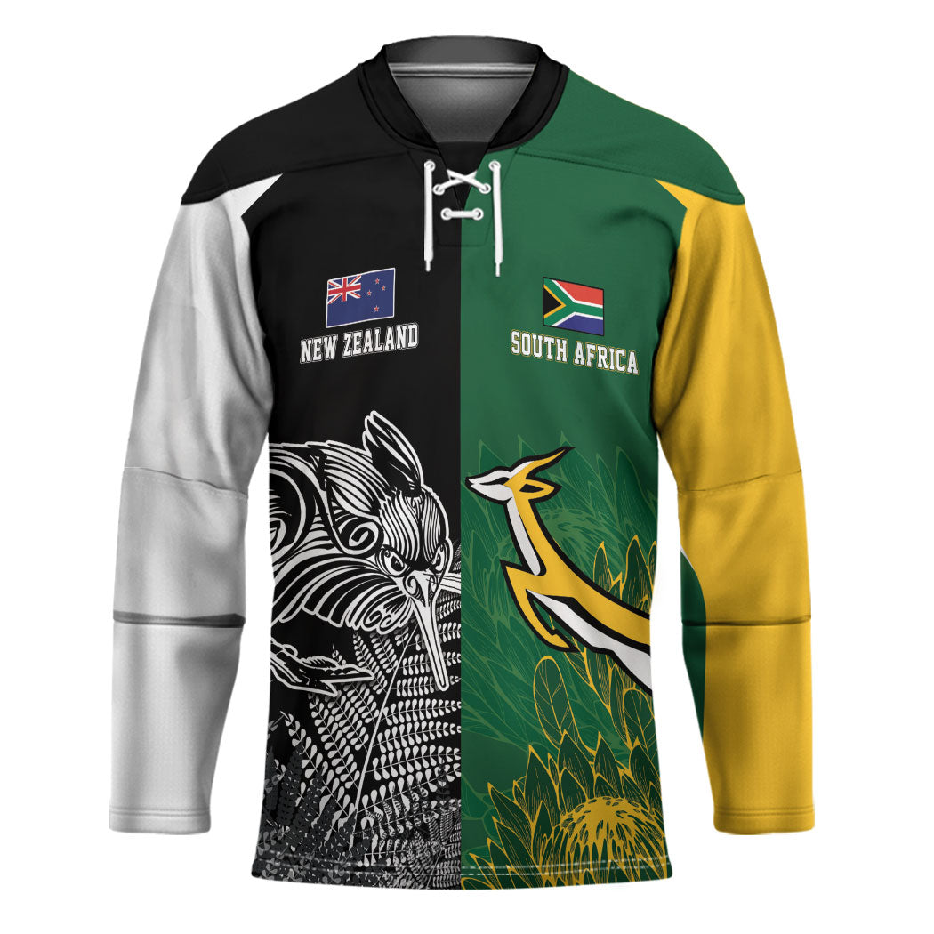 New Zealand - South Africa Greatest Rivals Rugby Custom Hockey Jersey Kiwi Vs Bokke