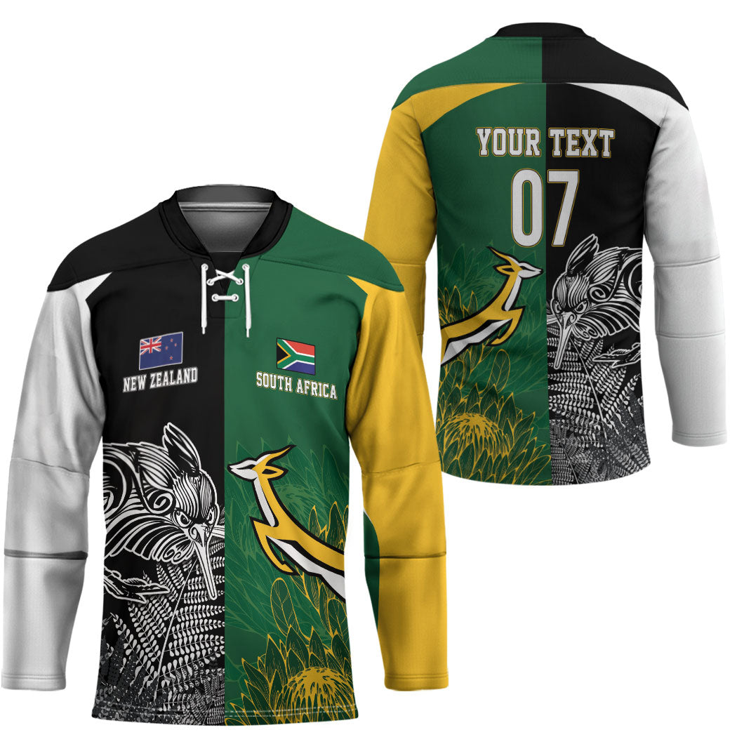 New Zealand - South Africa Greatest Rivals Rugby Custom Hockey Jersey Kiwi Vs Bokke
