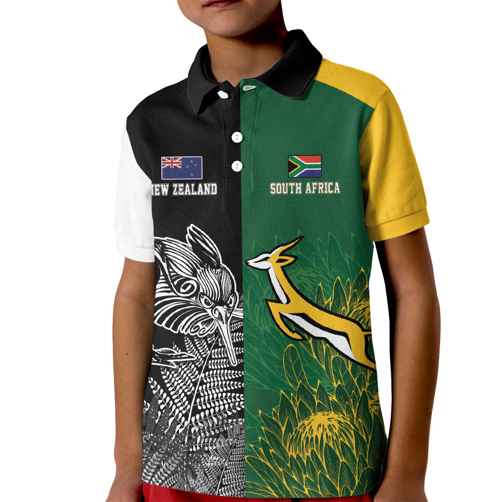 New Zealand - South Africa Greatest Rivals Rugby Custom Kid Polo Shirt Kiwi Vs Bokke