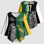 New Zealand - South Africa Greatest Rivals Rugby Custom Kimono Sleeve Blouse Kiwi Vs Bokke