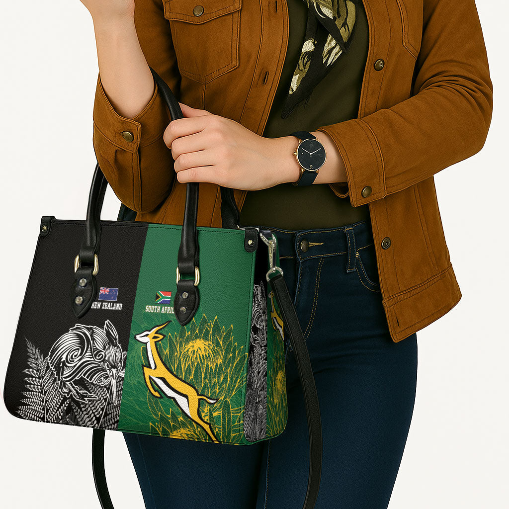 New Zealand - South Africa Greatest Rivals Rugby Leather Bag Kiwi Vs Bokke