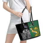 New Zealand - South Africa Greatest Rivals Rugby Leather Tote Bag Kiwi Vs Bokke