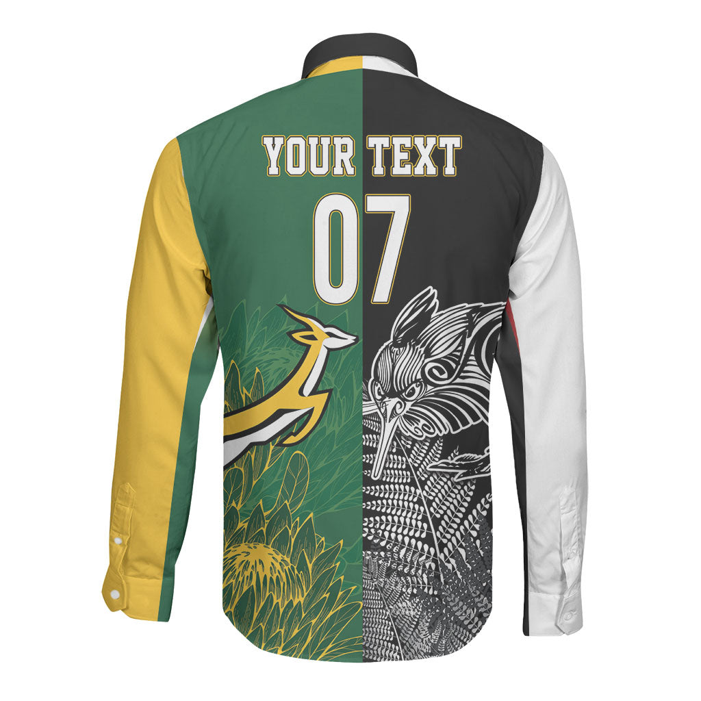 New Zealand - South Africa Greatest Rivals Rugby Custom Long Sleeve Button Shirt Kiwi Vs Bokke
