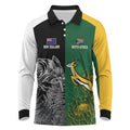 New Zealand - South Africa Greatest Rivals Rugby Custom Long Sleeve Polo Shirt Kiwi Vs Bokke