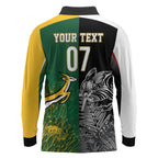 New Zealand - South Africa Greatest Rivals Rugby Custom Long Sleeve Polo Shirt Kiwi Vs Bokke