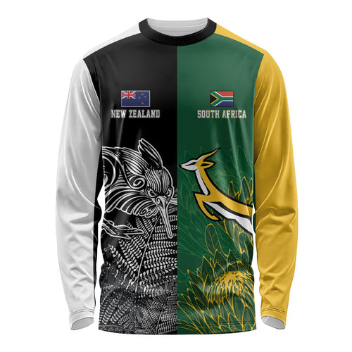 New Zealand - South Africa Greatest Rivals Rugby Custom Long Sleeve Shirt Kiwi Vs Bokke