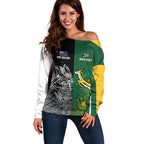New Zealand - South Africa Greatest Rivals Rugby Custom Off Shoulder Sweater Kiwi Vs Bokke