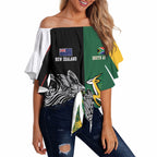 New Zealand - South Africa Greatest Rivals Rugby Custom Off Shoulder Wrap Waist Top Kiwi Vs Bokke