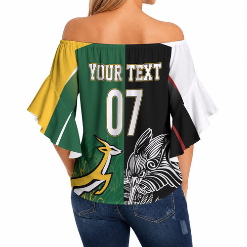 New Zealand - South Africa Greatest Rivals Rugby Custom Off Shoulder Wrap Waist Top Kiwi Vs Bokke
