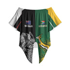 New Zealand - South Africa Greatest Rivals Rugby Custom Off Shoulder Wrap Waist Top Kiwi Vs Bokke