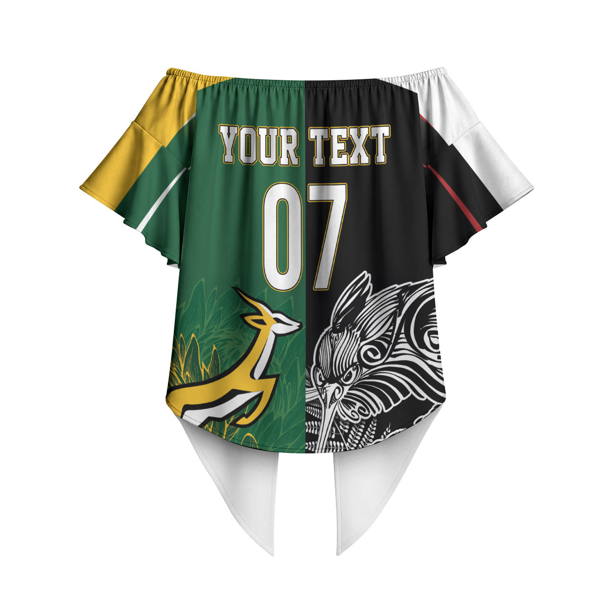 New Zealand - South Africa Greatest Rivals Rugby Custom Off Shoulder Wrap Waist Top Kiwi Vs Bokke