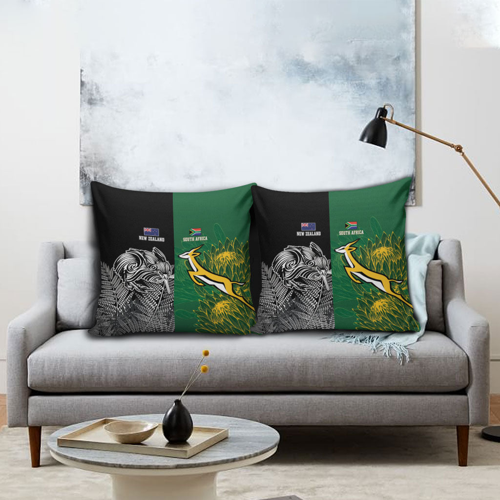 New Zealand - South Africa Greatest Rivals Rugby Pillow Cover Kiwi Vs Bokke