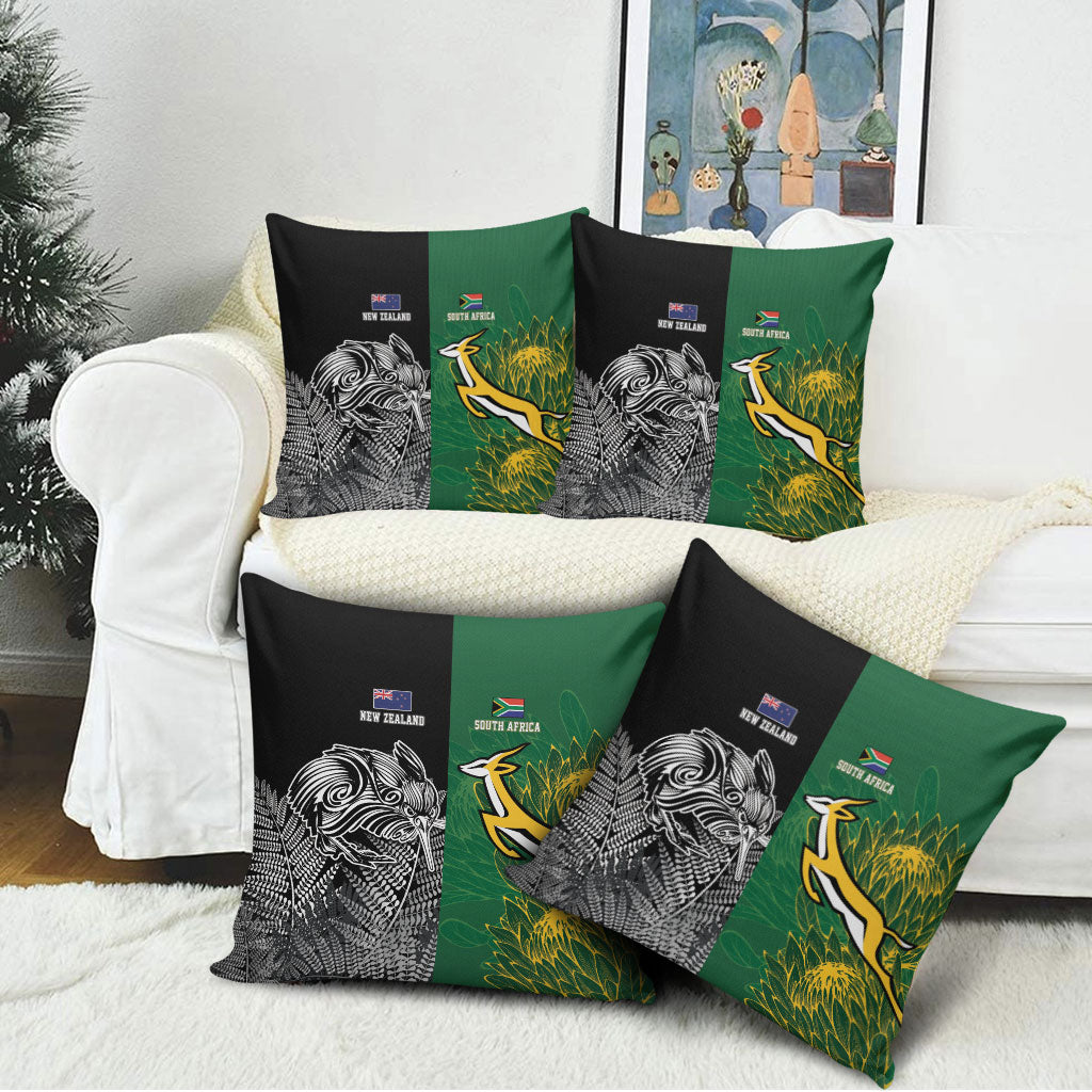 New Zealand - South Africa Greatest Rivals Rugby Pillow Cover Kiwi Vs Bokke