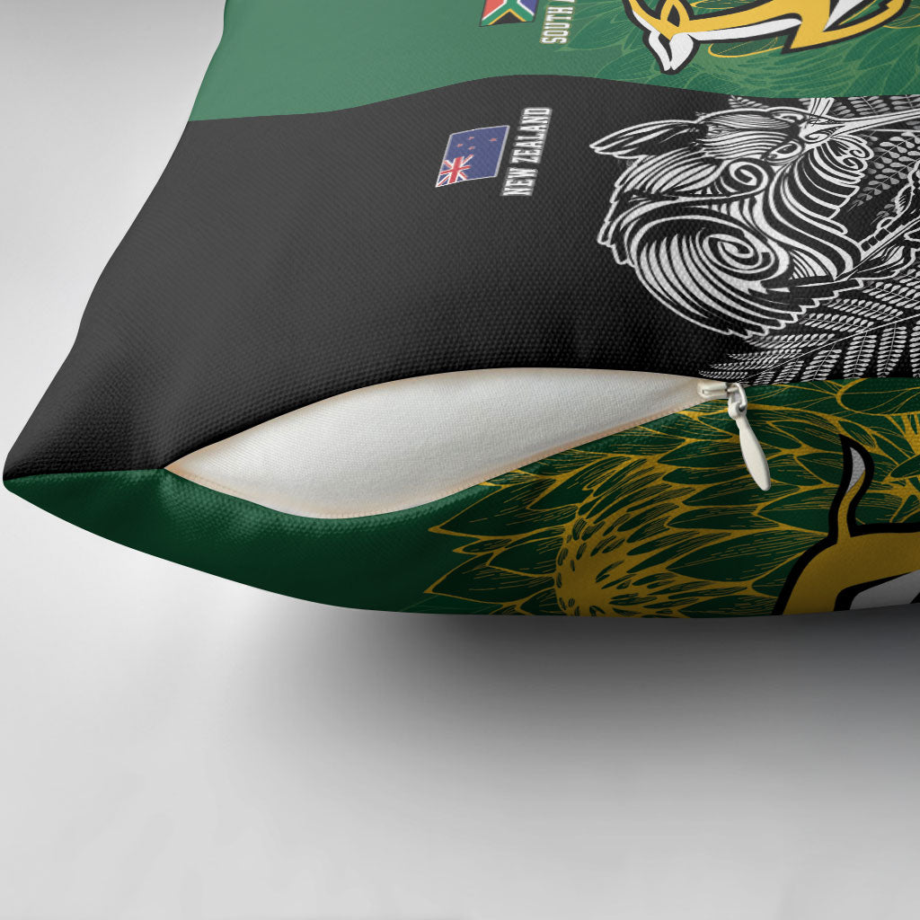 New Zealand - South Africa Greatest Rivals Rugby Pillow Cover Kiwi Vs Bokke
