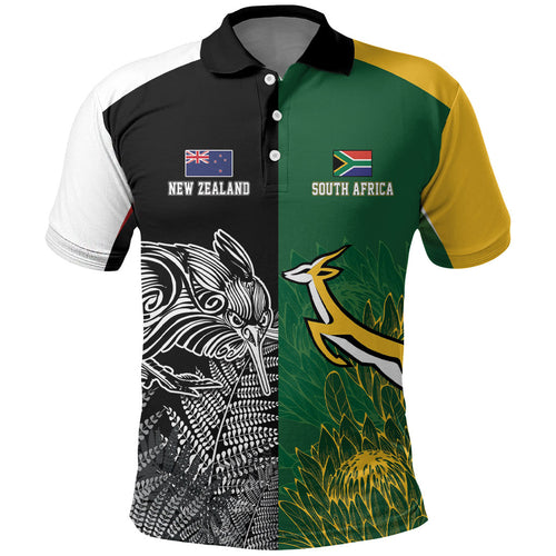 New Zealand - South Africa Greatest Rivals Rugby Custom Polo Shirt Kiwi Vs Bokke