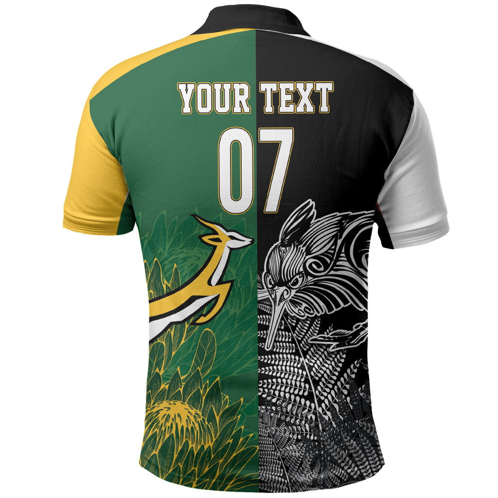 New Zealand - South Africa Greatest Rivals Rugby Custom Polo Shirt Kiwi Vs Bokke