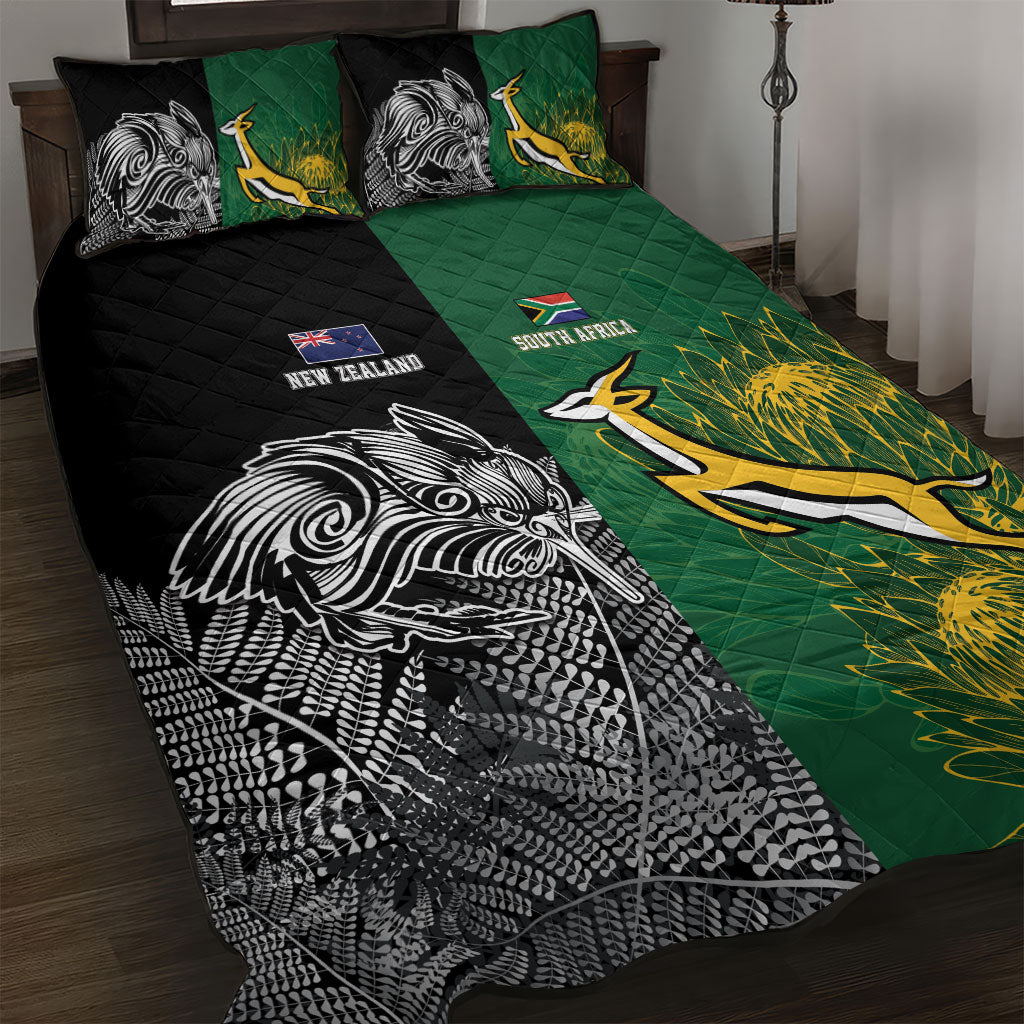 New Zealand - South Africa Greatest Rivals Rugby Quilt Bed Set Kiwi Vs Bokke