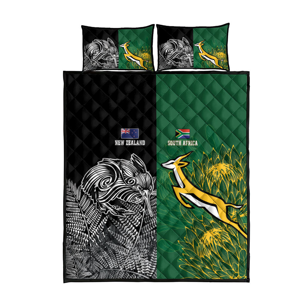New Zealand - South Africa Greatest Rivals Rugby Quilt Bed Set Kiwi Vs Bokke