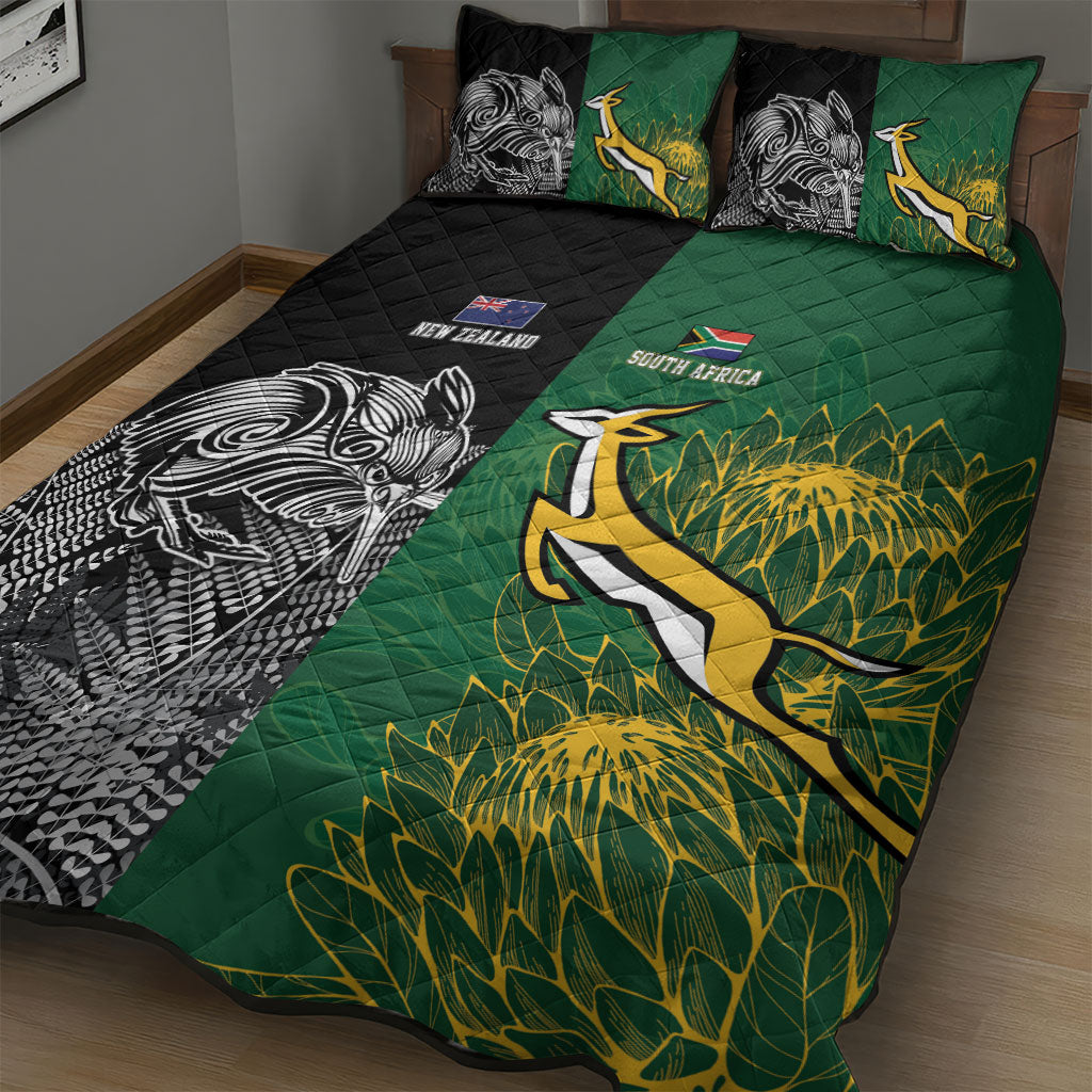 New Zealand - South Africa Greatest Rivals Rugby Quilt Bed Set Kiwi Vs Bokke