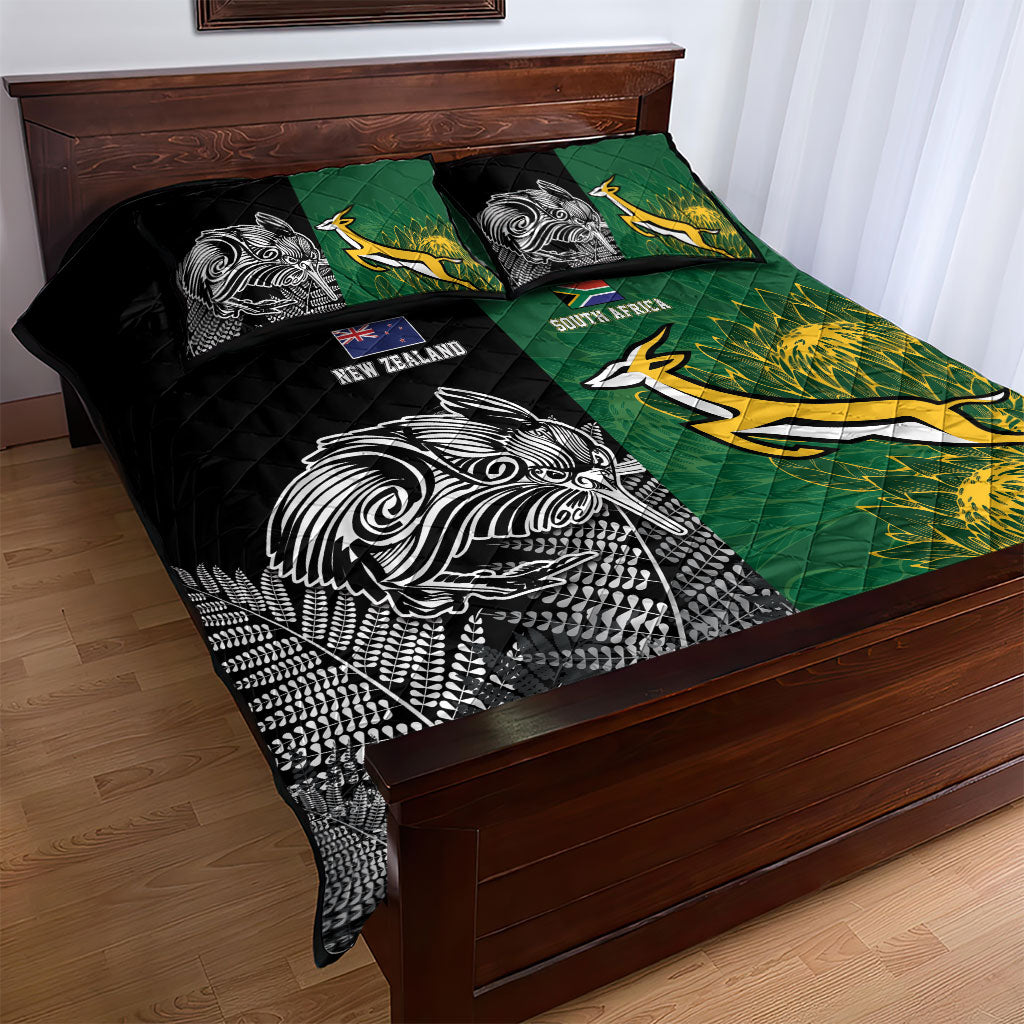 New Zealand - South Africa Greatest Rivals Rugby Quilt Bed Set Kiwi Vs Bokke