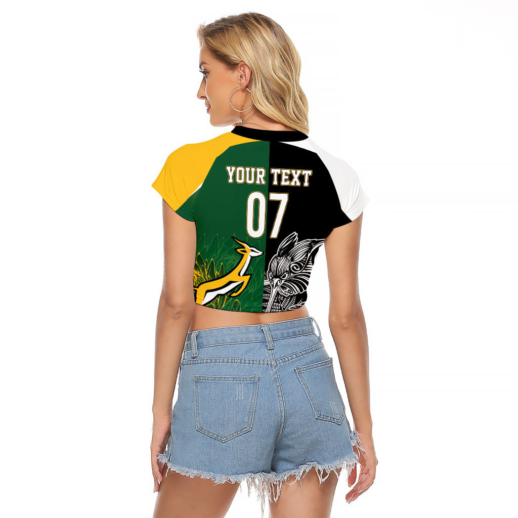 New Zealand - South Africa Greatest Rivals Rugby Custom Raglan Cropped T Shirt Kiwi Vs Bokke