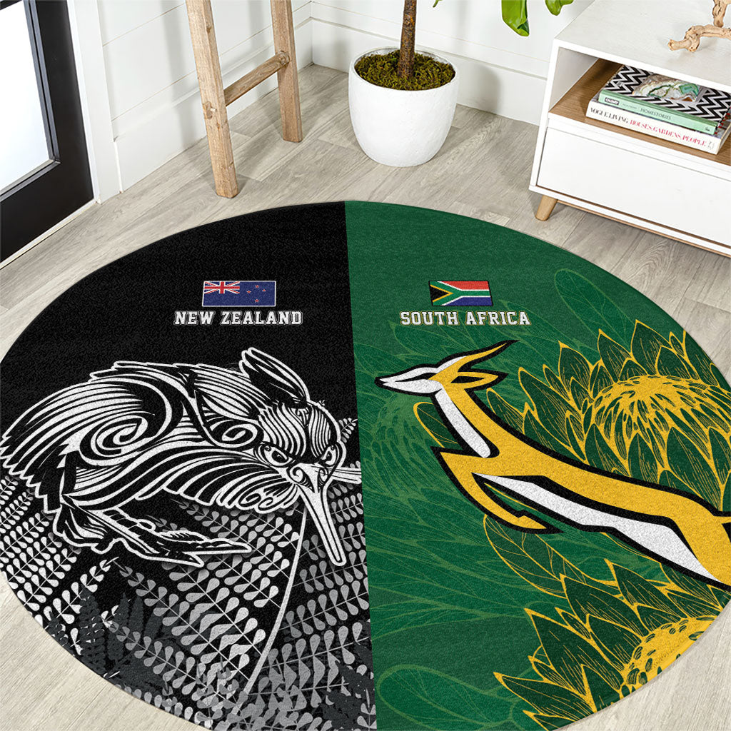 New Zealand - South Africa Greatest Rivals Rugby Round Carpet Kiwi Vs Bokke
