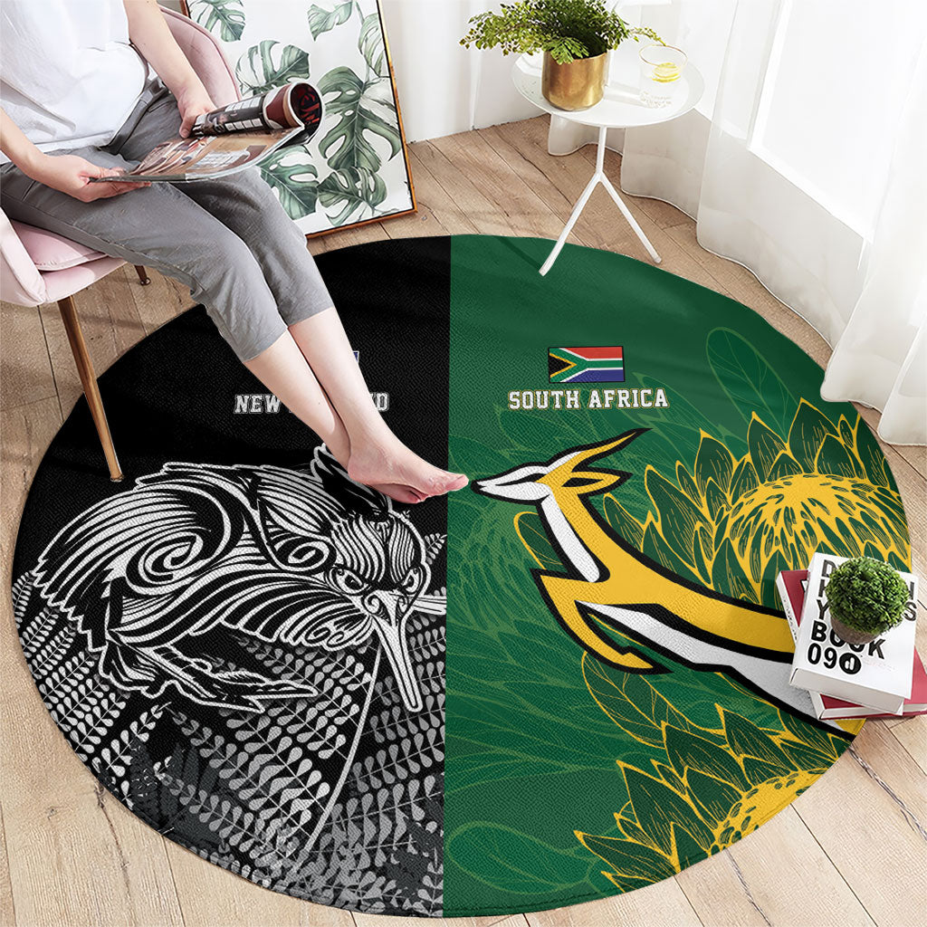 New Zealand - South Africa Greatest Rivals Rugby Round Carpet Kiwi Vs Bokke