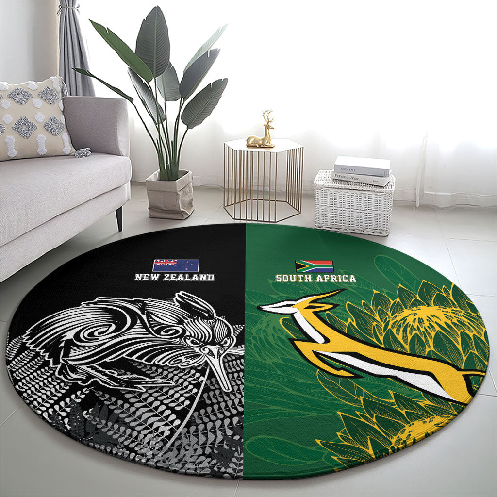 New Zealand - South Africa Greatest Rivals Rugby Round Carpet Kiwi Vs Bokke