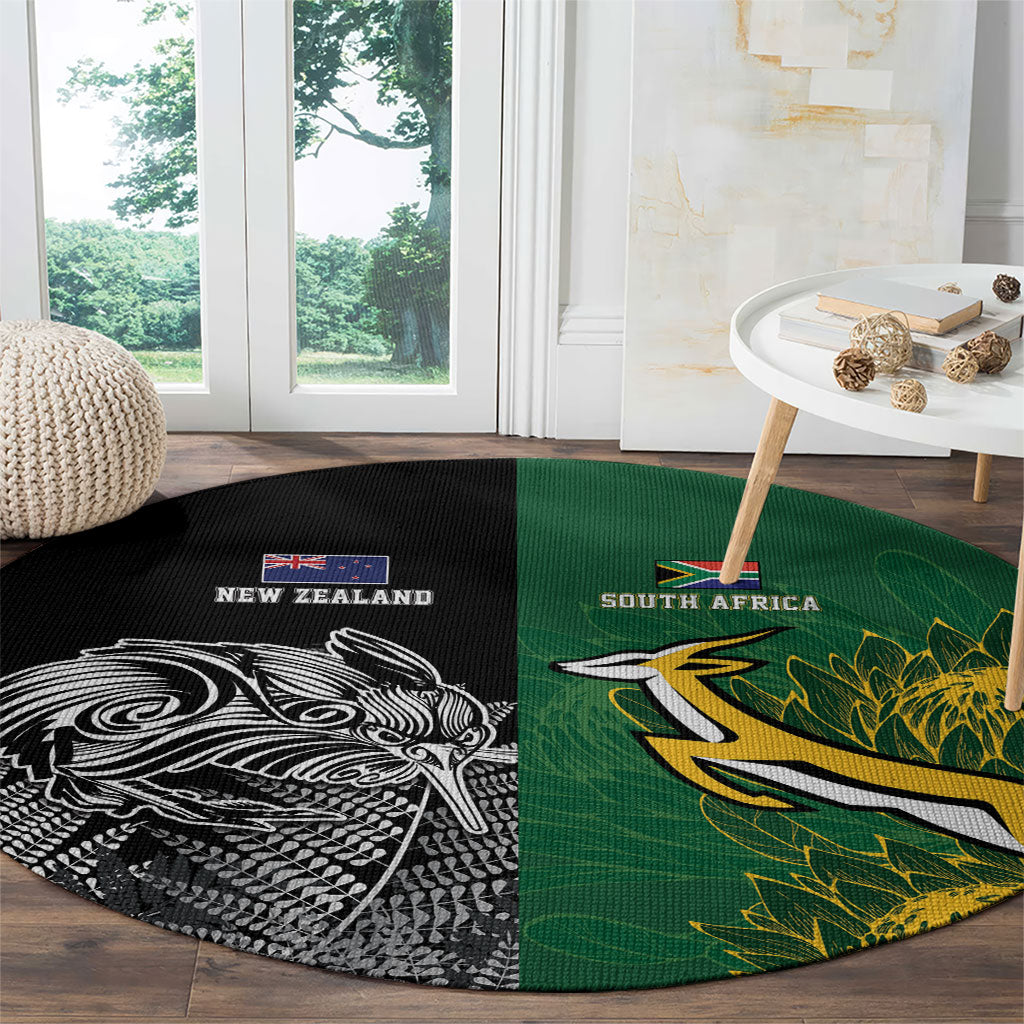 New Zealand - South Africa Greatest Rivals Rugby Round Carpet Kiwi Vs Bokke