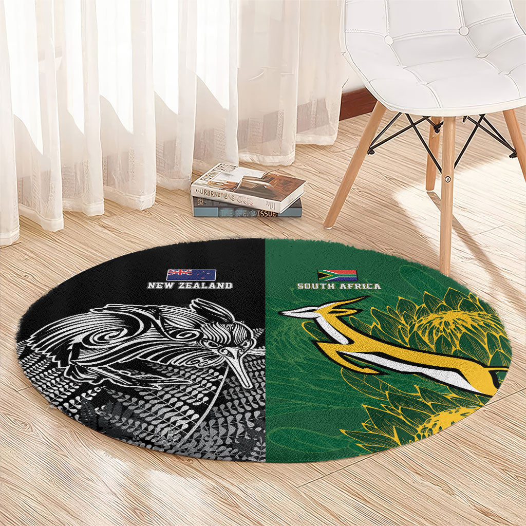 New Zealand - South Africa Greatest Rivals Rugby Round Carpet Kiwi Vs Bokke