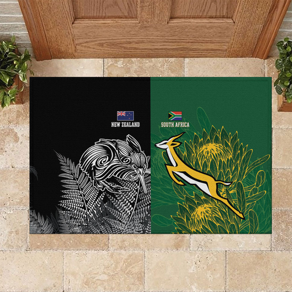 New Zealand - South Africa Greatest Rivals Rugby Rubber Doormat Kiwi Vs Bokke