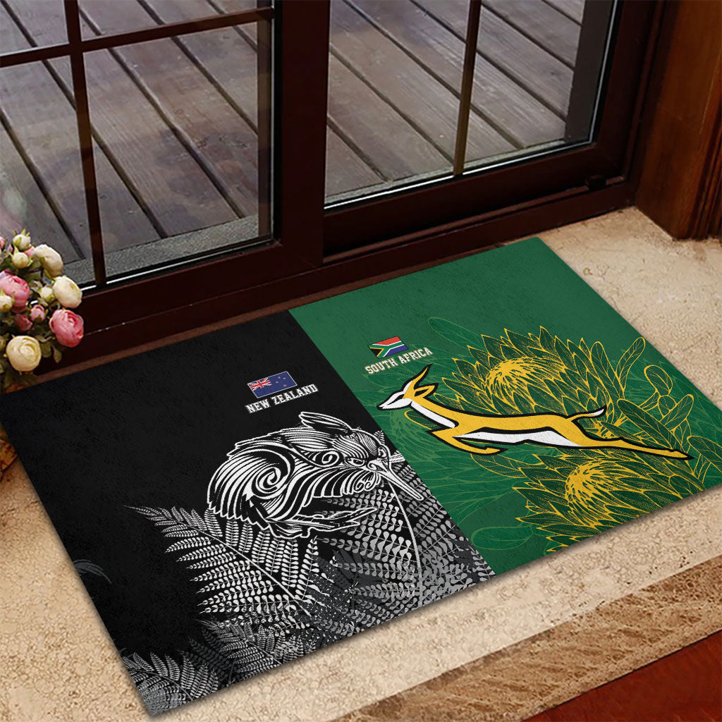 New Zealand - South Africa Greatest Rivals Rugby Rubber Doormat Kiwi Vs Bokke