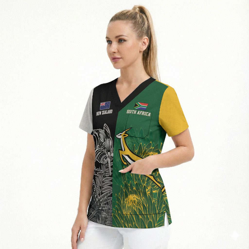 New Zealand - South Africa Greatest Rivals Rugby Custom Scrub Top Kiwi Vs Bokke