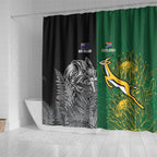 New Zealand - South Africa Greatest Rivals Rugby Shower Curtain Kiwi Vs Bokke