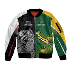 New Zealand - South Africa Greatest Rivals Rugby Custom Sleeve Zip Bomber Jacket Kiwi Vs Bokke