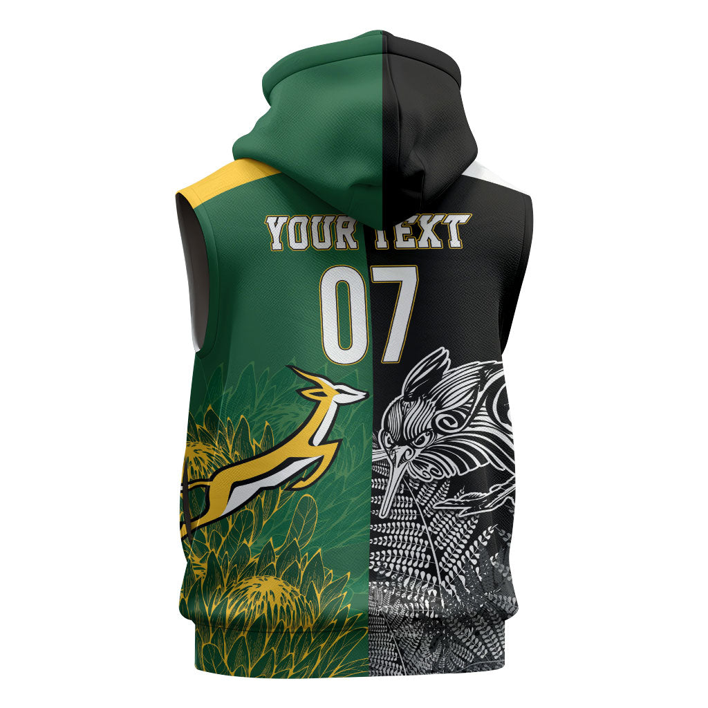 New Zealand - South Africa Greatest Rivals Rugby Custom Sleeveless Hoodie Kiwi Vs Bokke