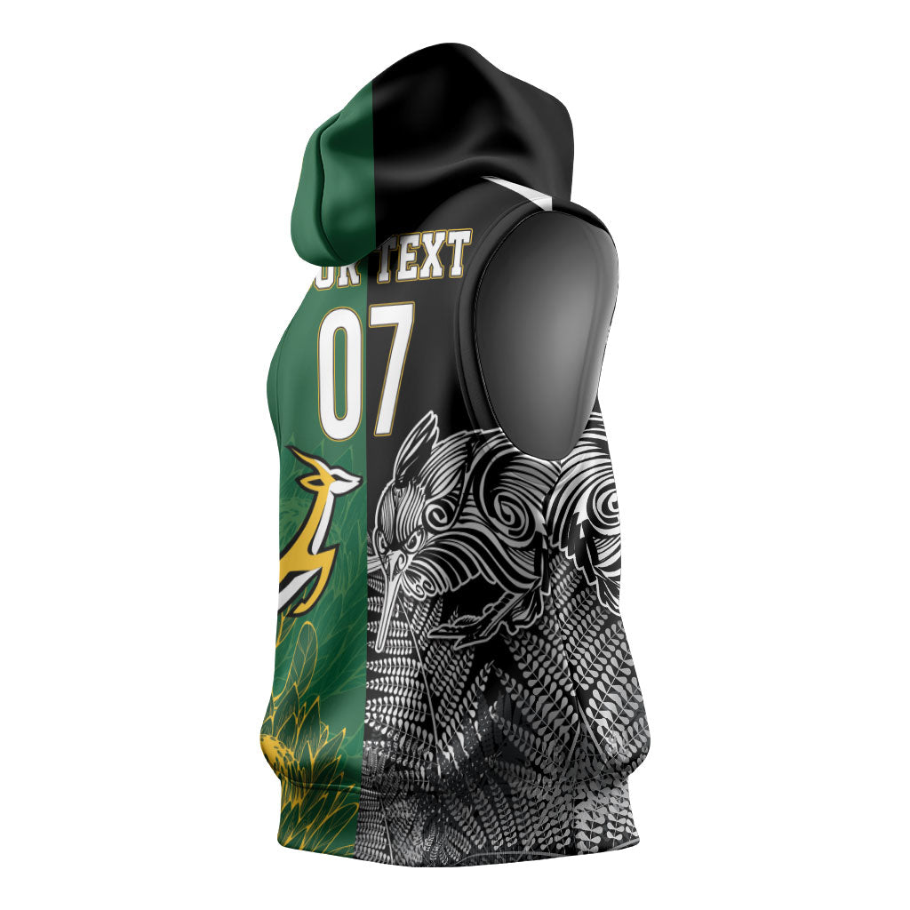 New Zealand - South Africa Greatest Rivals Rugby Custom Sleeveless Hoodie Kiwi Vs Bokke