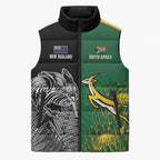 New Zealand - South Africa Greatest Rivals Rugby Custom Sleeveless Puffer Jacket Kiwi Vs Bokke