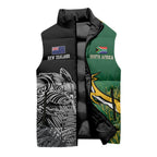 New Zealand - South Africa Greatest Rivals Rugby Custom Sleeveless Puffer Jacket Kiwi Vs Bokke