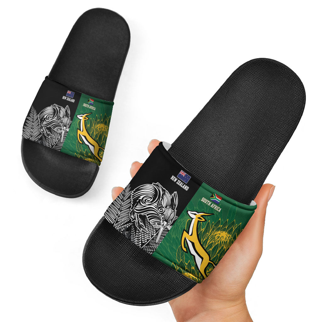 New Zealand - South Africa Greatest Rivals Rugby Slide Sandals Kiwi Vs Bokke