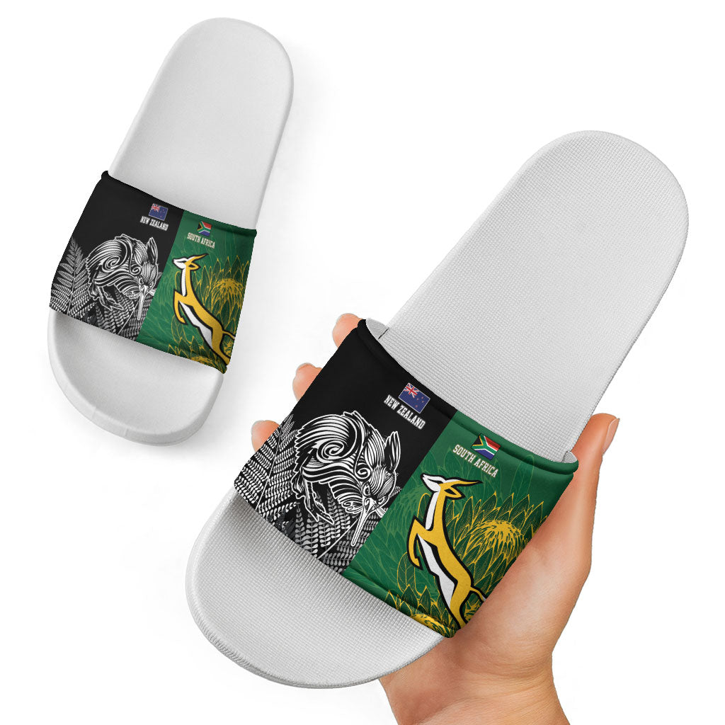 New Zealand - South Africa Greatest Rivals Rugby Slide Sandals Kiwi Vs Bokke