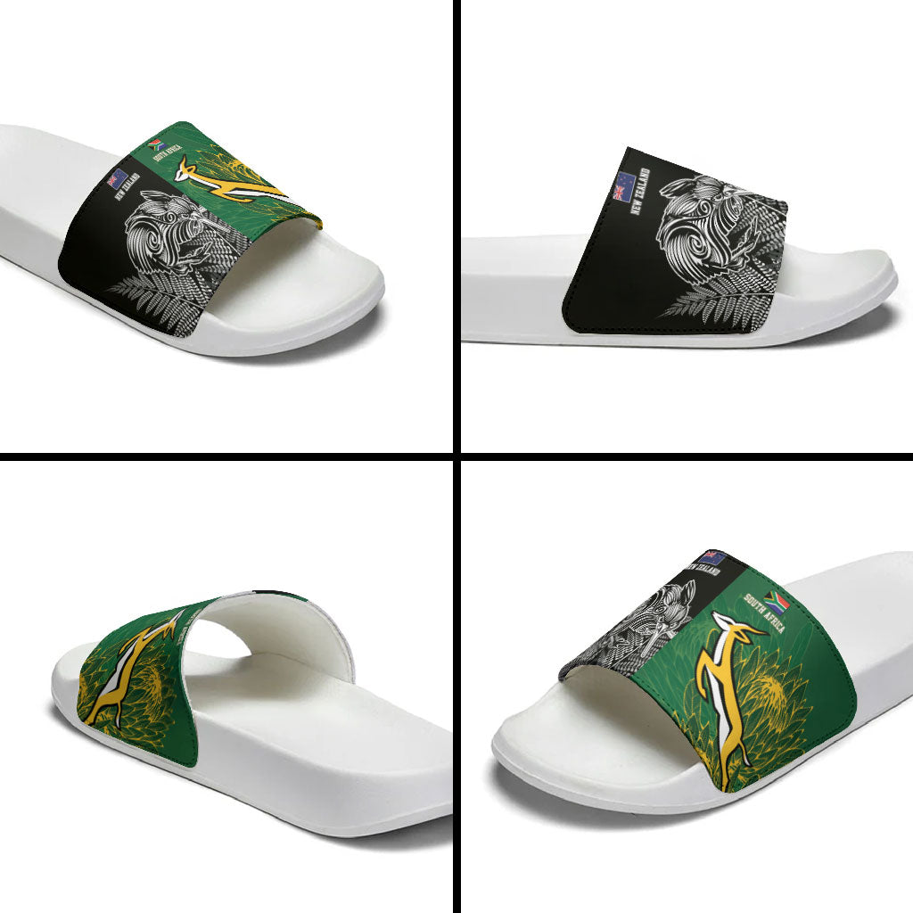 New Zealand - South Africa Greatest Rivals Rugby Slide Sandals Kiwi Vs Bokke