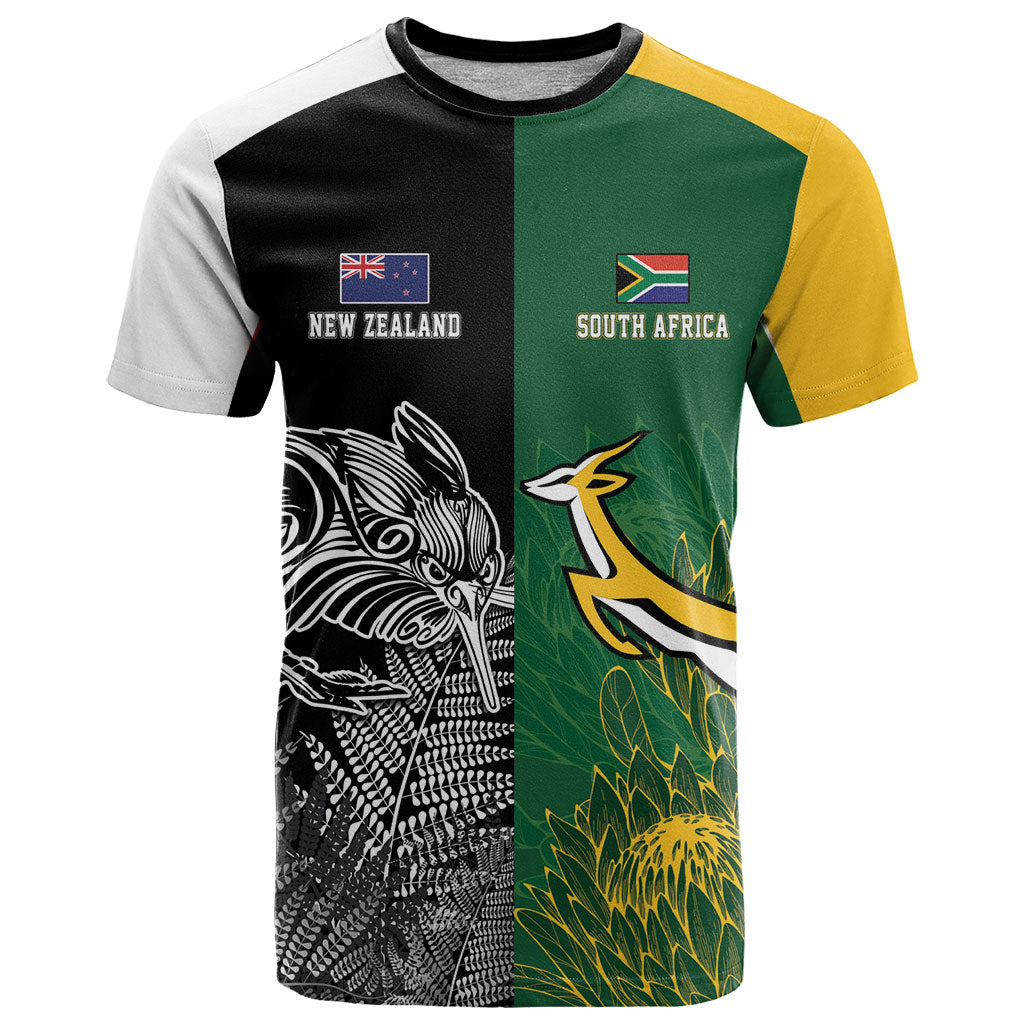 New Zealand - South Africa Greatest Rivals Rugby Custom T Shirt Kiwi Vs Bokke