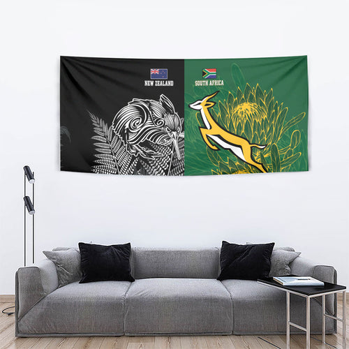 New Zealand - South Africa Greatest Rivals Rugby Tapestry Kiwi Vs Bokke