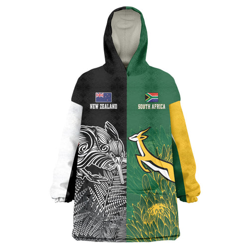New Zealand - South Africa Greatest Rivals Rugby Custom Wearable Blanket Hoodie Kiwi Vs Bokke