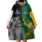 New Zealand - South Africa Greatest Rivals Rugby Custom Wearable Blanket Hoodie Kiwi Vs Bokke