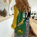 New Zealand - South Africa Greatest Rivals Rugby Custom Women Casual Shirt Kiwi Vs Bokke