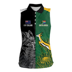 New Zealand - South Africa Greatest Rivals Rugby Custom Women Sleeveless Polo Shirt Kiwi Vs Bokke